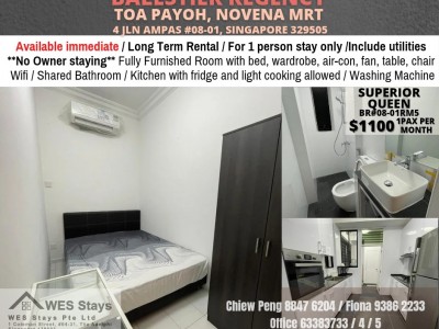 Amenities: wifi, bed, washing machine, ceiling fan and aircon, closet, shared toilet, light cooking allowed, fridge, non smoking, visitors allowed, no owner staying, no pet, no agent fee. - 4 Jalan Ampas, Singapore 329505