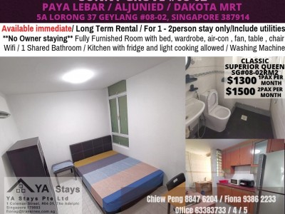Amenities: wifi, bed, washing machine, ceiling fan and aircon, closet, shared toilet, light cooking allowed, fridge, non smoking, visitors allowed, no owner staying, no pet, no agent fee. - 5A Lorong 37 Geylang, Singapore 387914