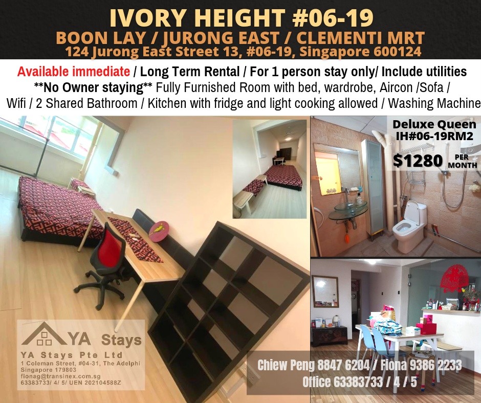 Near Jurong east Mrt, spacious room available immediate  Common Room/FOR 1 PERSON STAY ONLY/Wifi/No owner staying/No Agent Fee/No owner staying/Cooking allowed/Boon Lay/Chinese Garden MRT/Jurong East  - Homates 新加坡