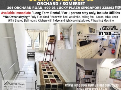 Amenities: wifi, bed, washing machine, ceiling fan and aircon, closet, shared toilet, light cooking allowed, fridge, non smoking, visitors allowed, no owner staying, no pet, no agent fee. - 304 Orchard Road, Singapore 238863