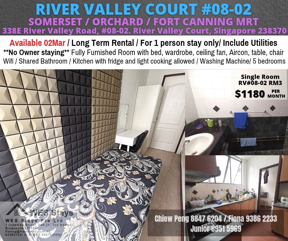 Normal room/Long term rental/For 1person stay only/no Owner Stay on/No Agent Fee/Cooking allowed/ Near Somerset MRT / Orchard MRT / Fort Canning MRT/ ImmediateAvailable  - River Valley 里峇峇利 - 分租房间 - Homates 新加坡