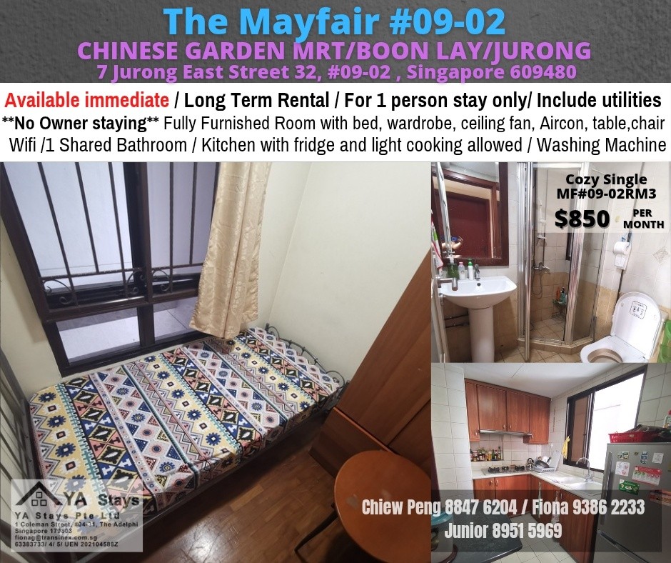 Chinese garden mrt /Jurong east / Lakeside / Clementi - Common room, The Mayfair *Avail Immediately - Jurong East - Bedroom - Homates Singapore