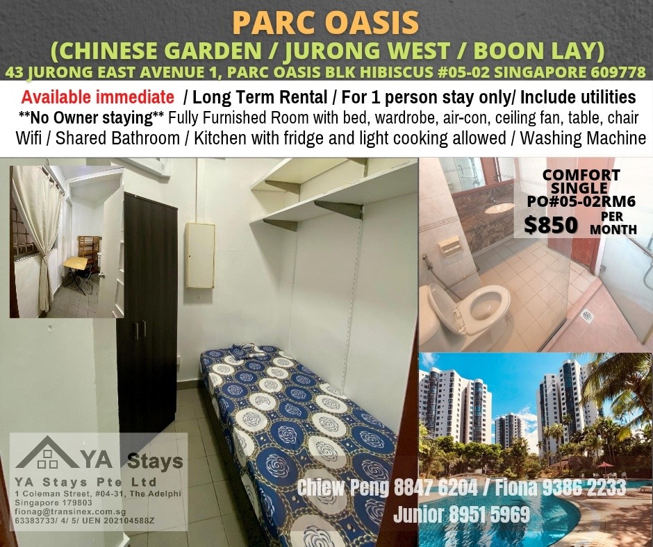 Near Chinese Garden MRT/Boon Lay/Jurong East/Single Room/Immediate Available/ No Agent Fee - Jurong East - Bedroom - Homates Singapore